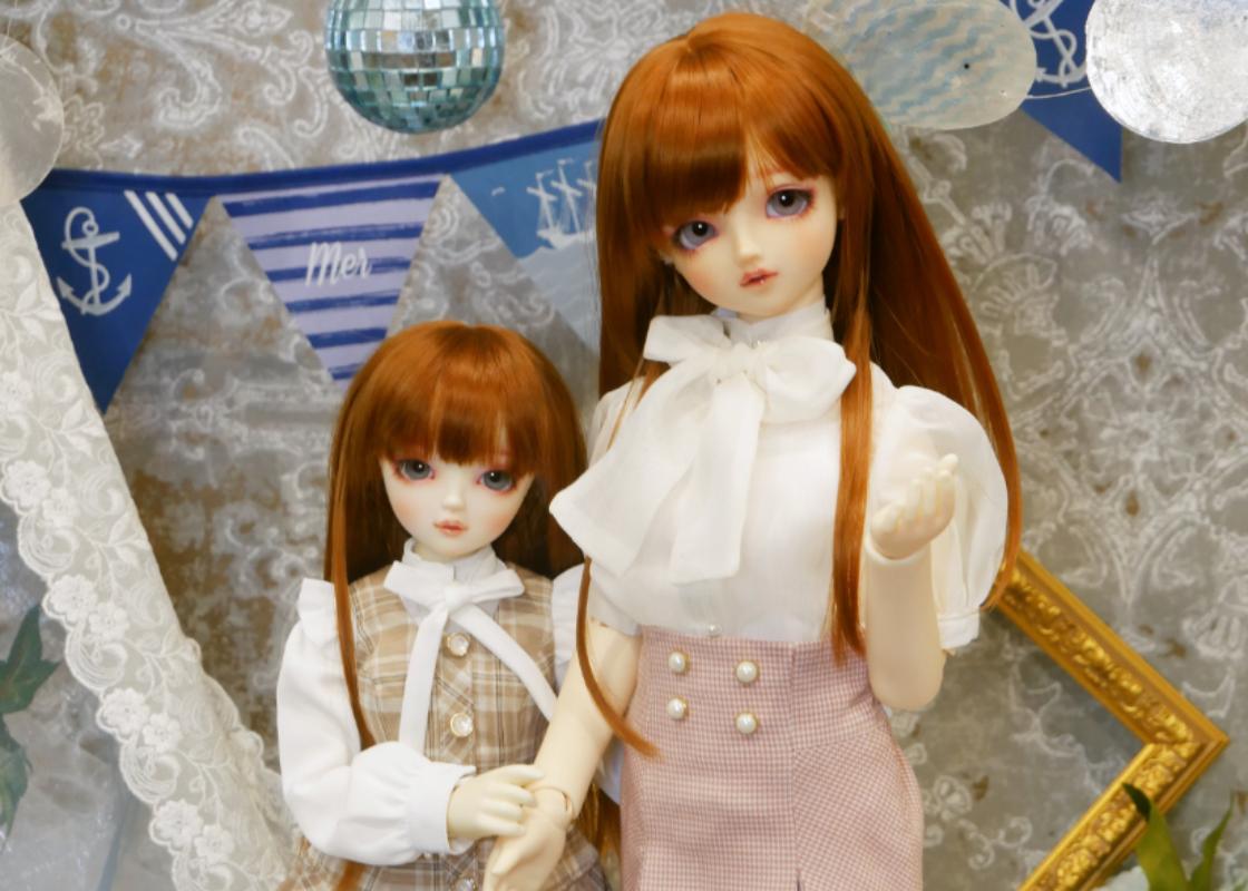 「チェックジャンスカセット（モカ）・ミニ」＆「シアーブラウス＆タイトスカートセット（ピンク）」のご紹介です♪