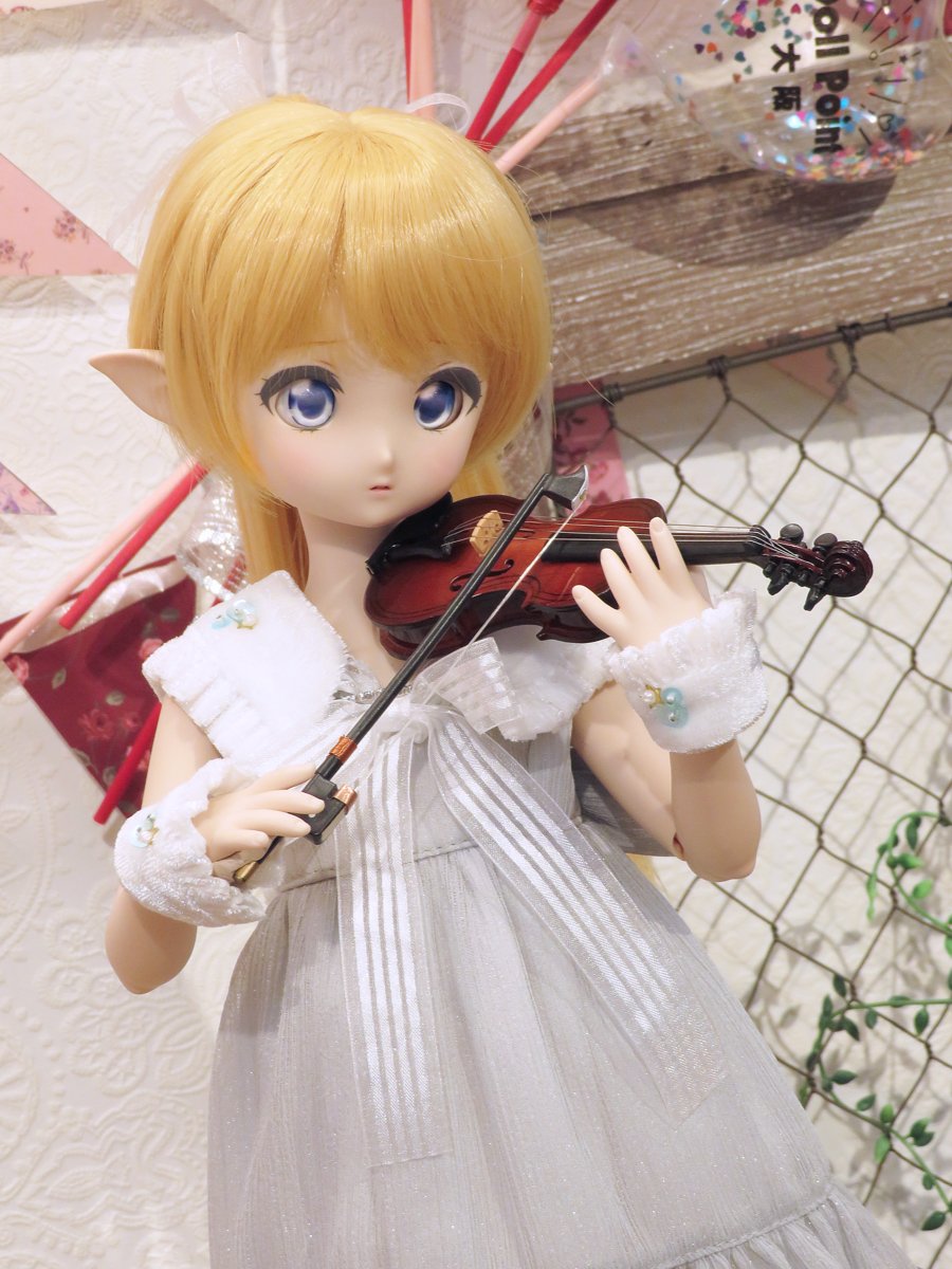 ビスクドール/ドルフィー 人形用 バイオリン木製楽器 ケース付き