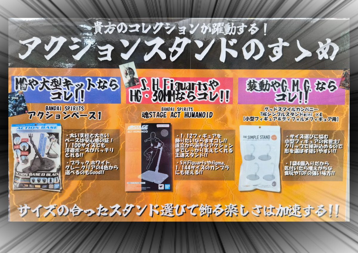 【アクションベース】貴方のコレクションが躍動する！！作ったプラモデルを安全に格好良く飾ってみようっ！